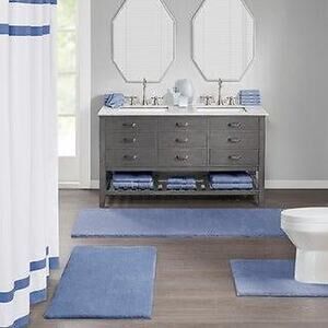 Madison Park Signature Marshmallow Blue 20"x24" Contour Toilet Bath Rug